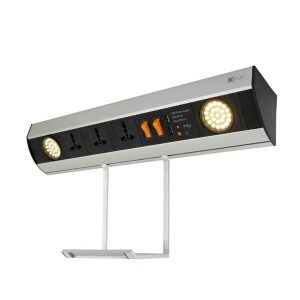 Wallmount Power Station - 3 UNI Socket + 2 LED Spot Lights + Hanging Tray + Dual USB Charger (Max.10.5W)