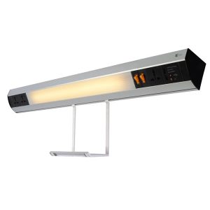 掛牆式排插 - 3位UNI插座 + T5螢光燈 + 置物架 + 2位USB充電器 (Max.10.5W)