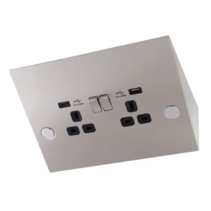 櫃底電源插座 - 兩位英式(港式)插座 + 雙USB充電器 (Max.10.5W)