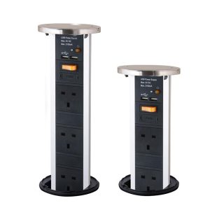 IP54 防水升降式排插 - 2 USB充電接口 + 3 英式插座（Max.10.5W）